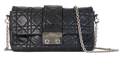 Miss Dior Flap Bag, &pound;595, Handbags, Black, Lambskin Leather, Front view